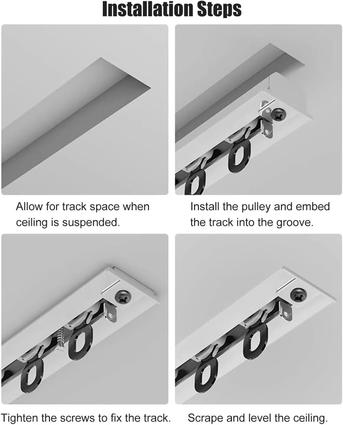 Hidden Ceiling Curtain Track, Room/Dividers/Now Ceiling Curtain Track Set-Comes with Track Shower Curtain Rail Recessed(Color:White,Size:700cm(22.96ft))