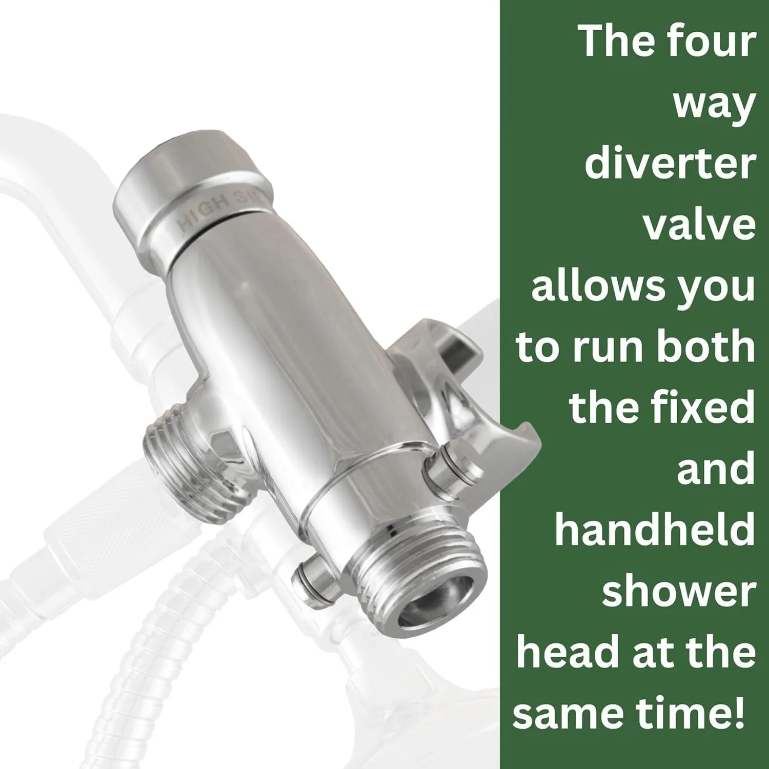 High Sierra® - Solid Metal 4-Way Combo HALF DOME® Fixed and Hanheld Shower Heads with Slipped Free Rubber Grip. Run Separately or Both at Full Flow - 1.25 GPM per Shower Head - Matte Black Finish