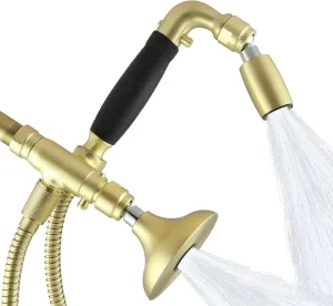 High Sierra® - Solid Metal 4-Way Combo HALF DOME® Fixed and Hanheld Shower Heads with Slipped Free Rubber Grip. Run Separately or Both at Full Flow - 1.5 GPM per Shower Head - Brushed Gold Finish