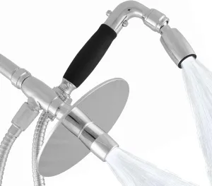 High Sierra® - Solid Metal 4-Way Combo REFLECTION™ Fixed and Hanheld Shower Heads with Slipped Free Rubber Grip. Run Separately or Both at Full Flow - 1.8 GPM per Shower Head - Polished Chrome Finish