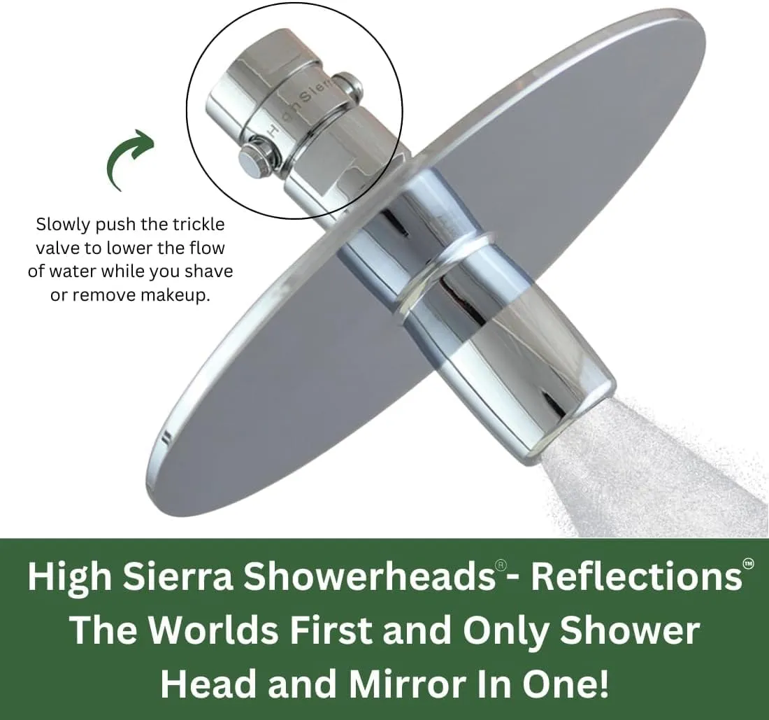 High Sierra® - Solid Metal 4-Way Combo REFLECTION™ Fixed and Hanheld Shower Heads with Slipped Free Rubber Grip. Run Separately or Both at Full Flow - 1.8 GPM per Shower Head - Polished Chrome Finish