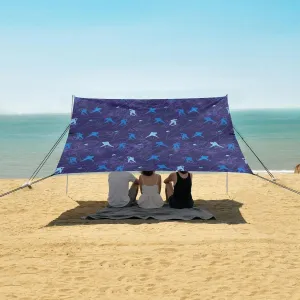 Hockey Players Cucoloris Pattern Beach Camping Tent Sun Shelter for Whole Family, Beach Shade Canopy with UPF50  UV Protection,Easy Set Up and Carry,Outdoor Shade for Trips, Fishing, Backyard F