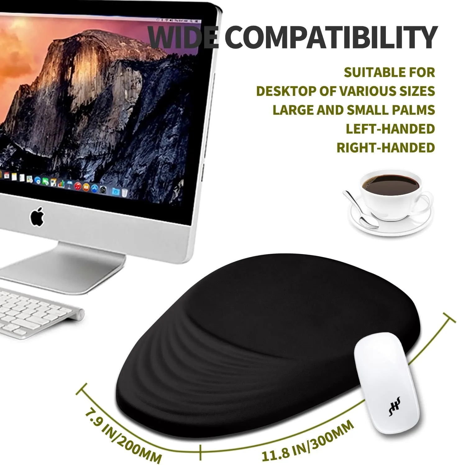 Hokafenle Ergonomic Mouse Pad Wrist Support, Terraced Slope Carpal Tunnel Wrist Pad for Mouse with Unibody Memory Foam, Wrist Rest Pain Relief Mousepad (Dark Night, 11.8x7.9 in)
