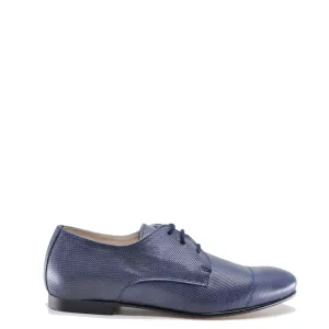 Hoo Navy Textured Leather Lace-Up