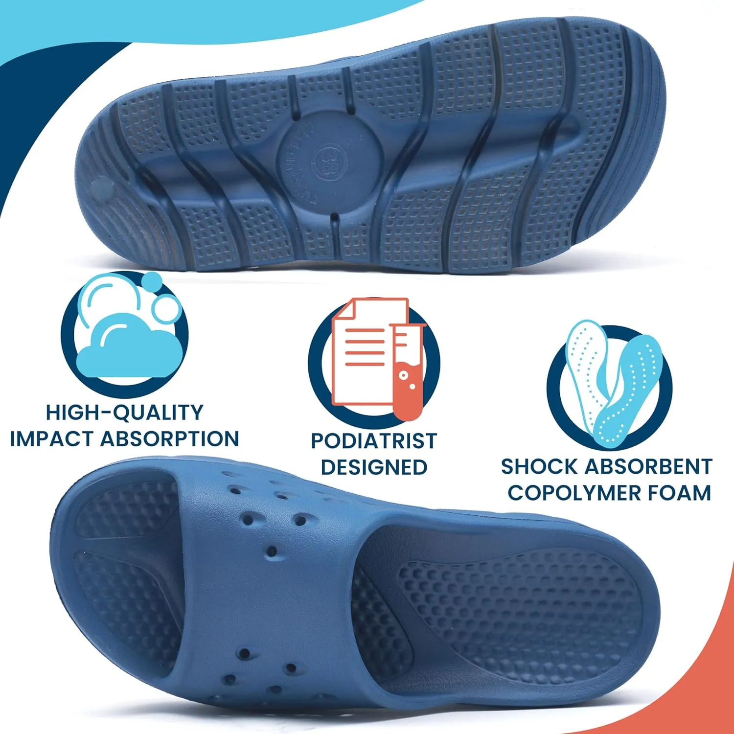 HUHV Women's MAX Cushion Arch Pod Tech Recovery comfort Slide Sandal with Comfort Orthotic Arch Support and our Proprietary HEALIUM Foam Technology