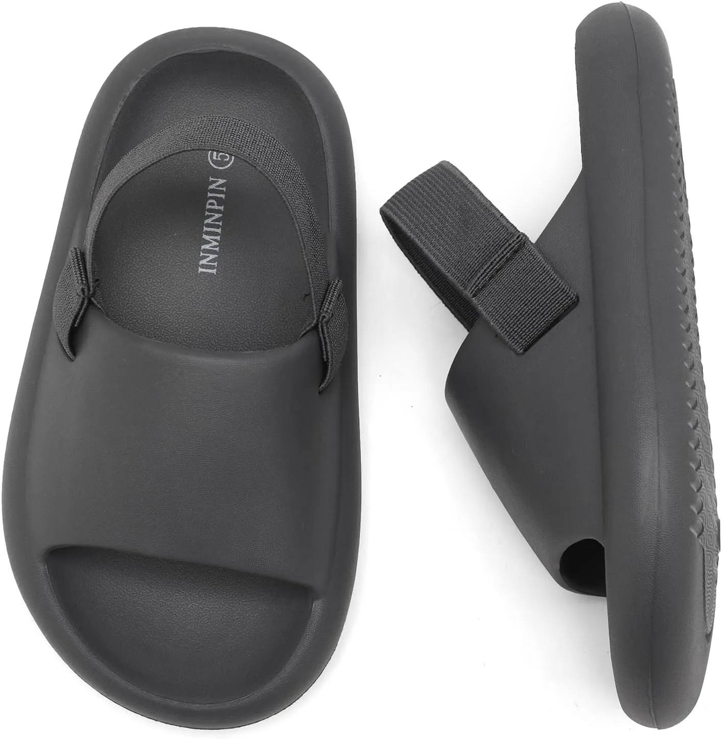 INMINPIN Toddler Boys Girls Slides Sandals Comfort Beach Pool Shower Slippers with Elastic Back Strap