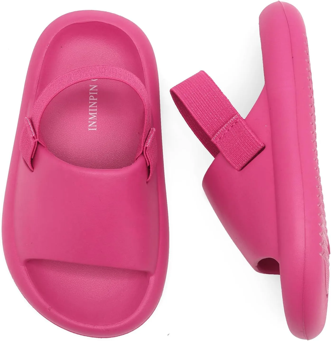INMINPIN Toddler Boys Girls Slides Sandals Comfort Beach Pool Shower Slippers with Elastic Back Strap