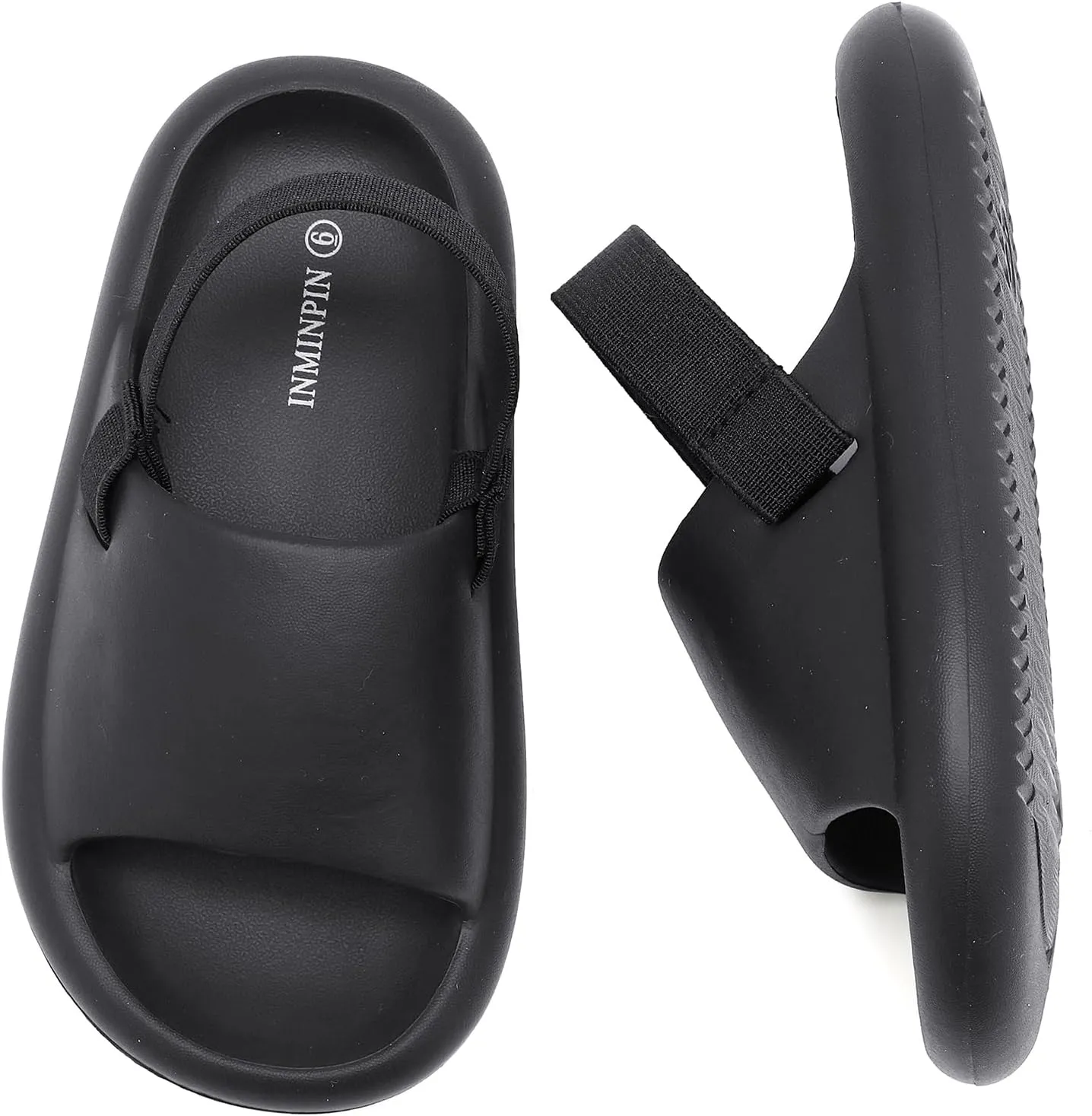INMINPIN Toddler Boys Girls Slides Sandals Comfort Beach Pool Shower Slippers with Elastic Back Strap