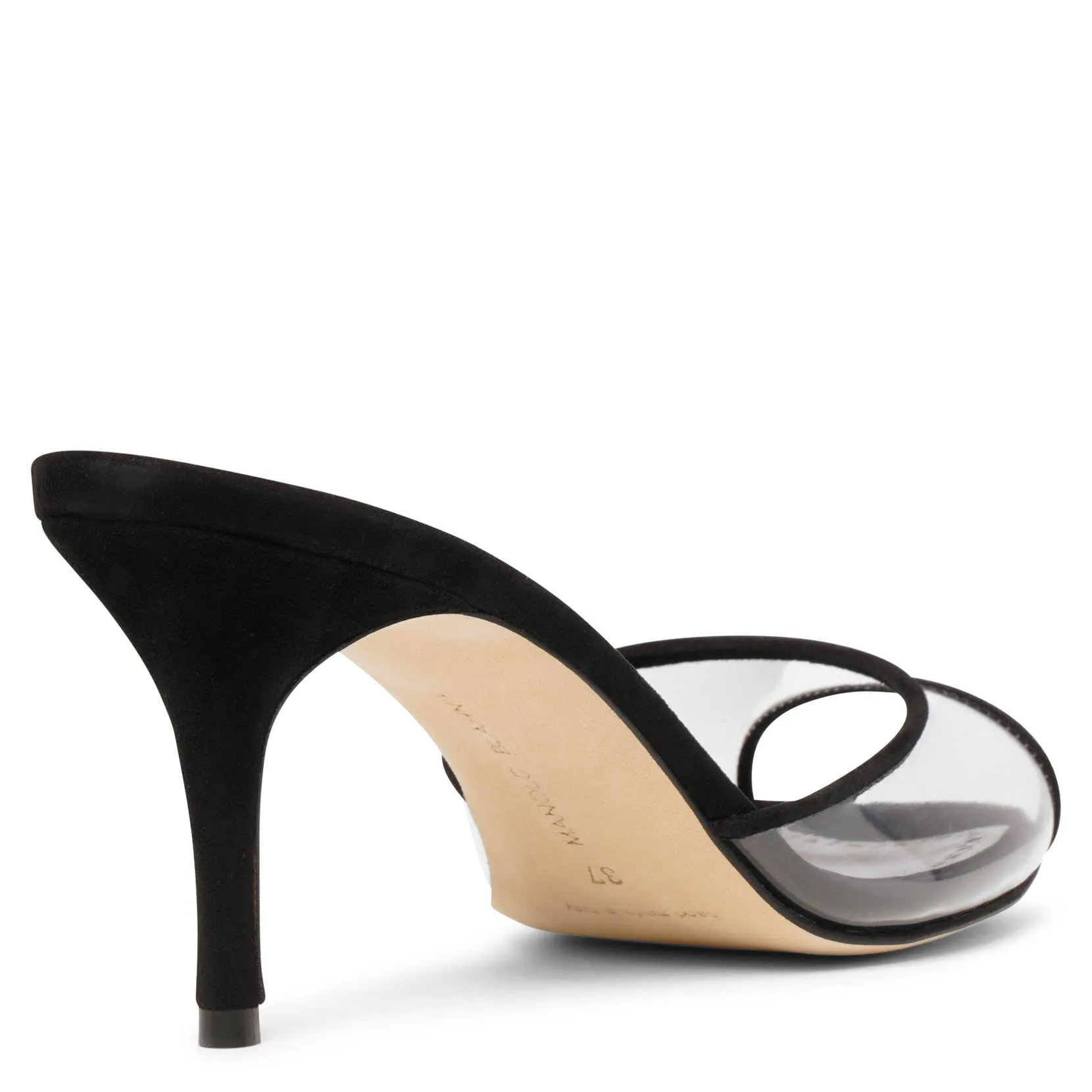 Jadifa 70 black suede pvc mules