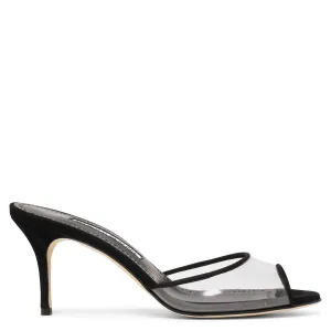 Jadifa 70 black suede pvc mules