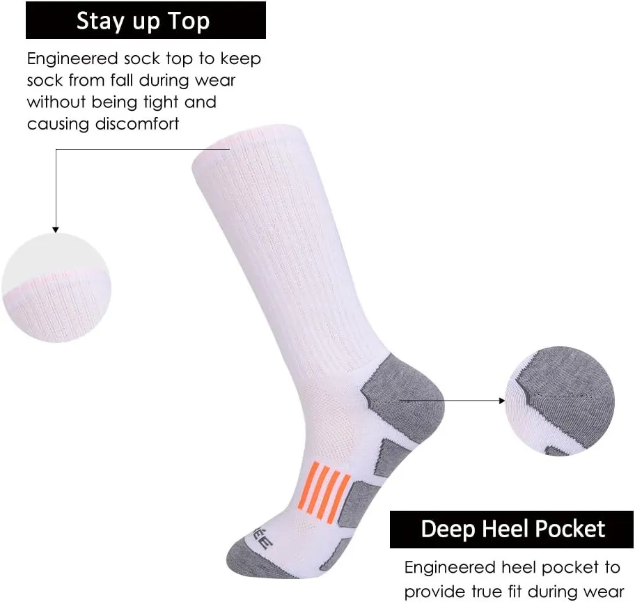 JOYNÉE Mens 6 Pack Athletic Cushion Crew Socks Performance Running Socks