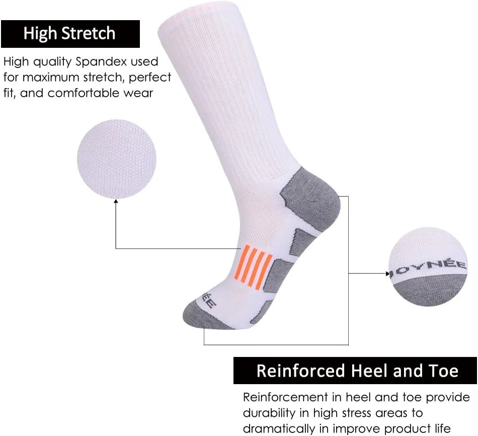 JOYNÉE Mens 6 Pack Athletic Cushion Crew Socks Performance Running Socks