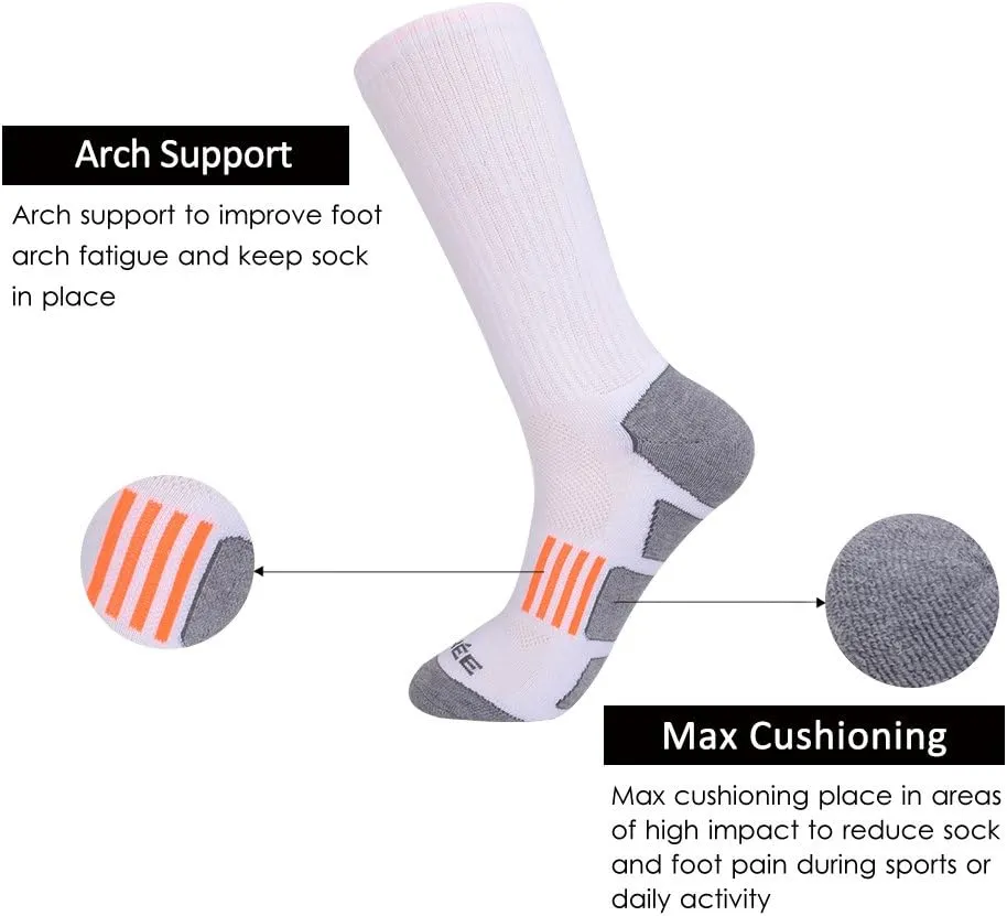 JOYNÉE Mens 6 Pack Athletic Cushion Crew Socks Performance Running Socks
