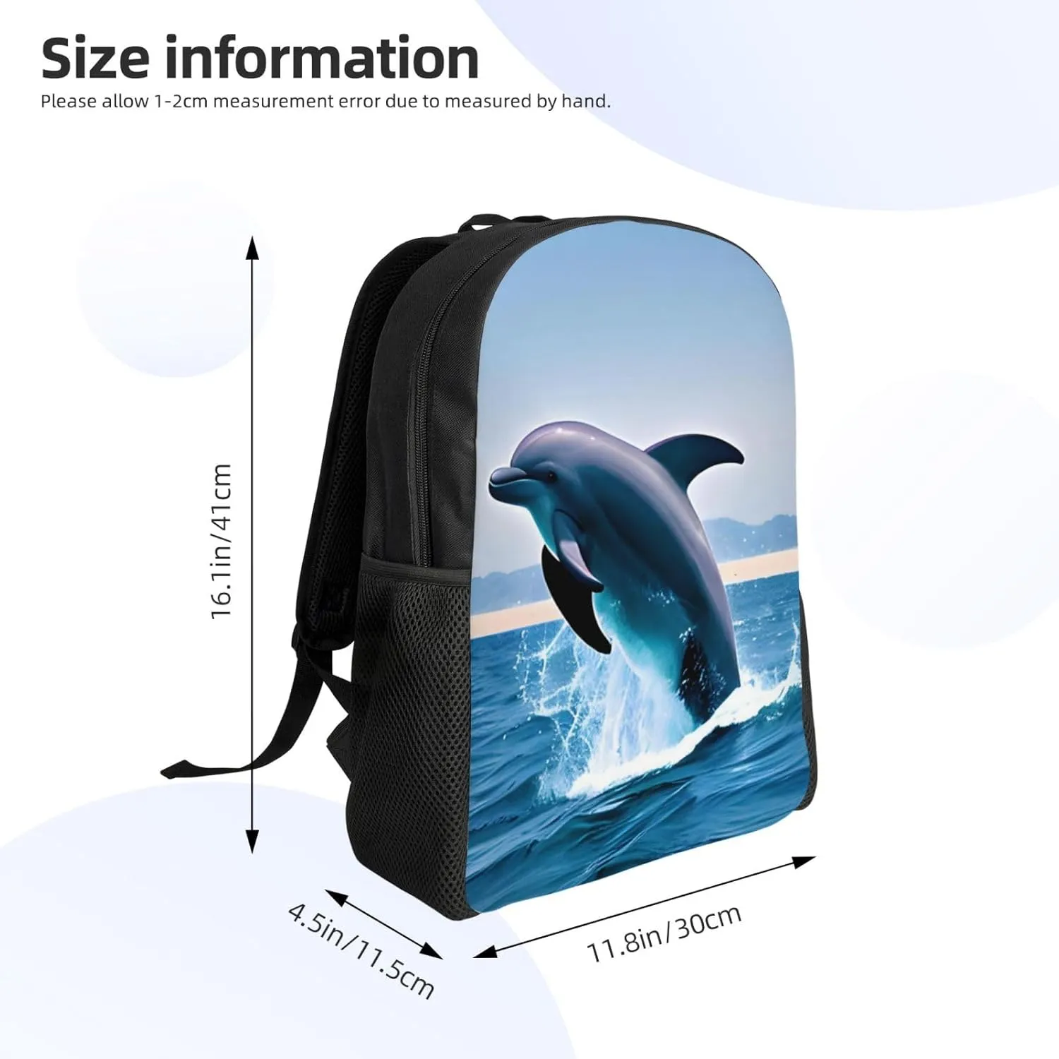 Jumping up dolphins Printed Travel Laptop Backpack for Men Women, Funny Daily Use Computer Bag, Waterproof Casual Daypack
