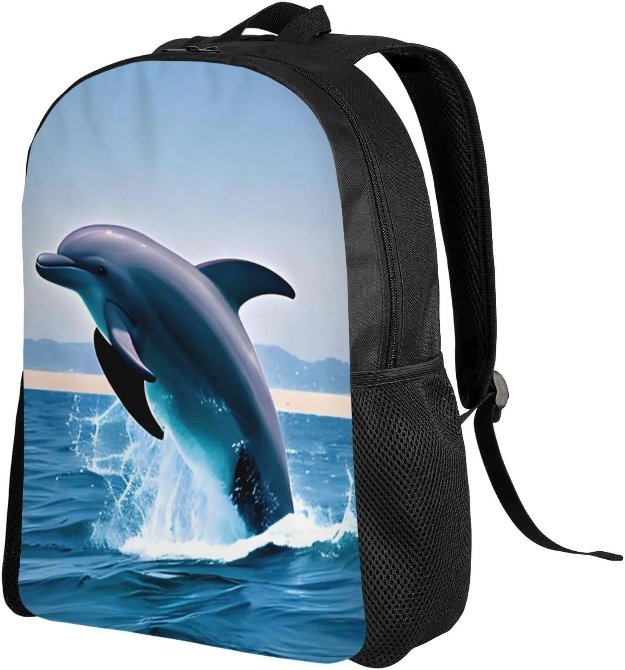 Jumping up dolphins Printed Travel Laptop Backpack for Men Women, Funny Daily Use Computer Bag, Waterproof Casual Daypack