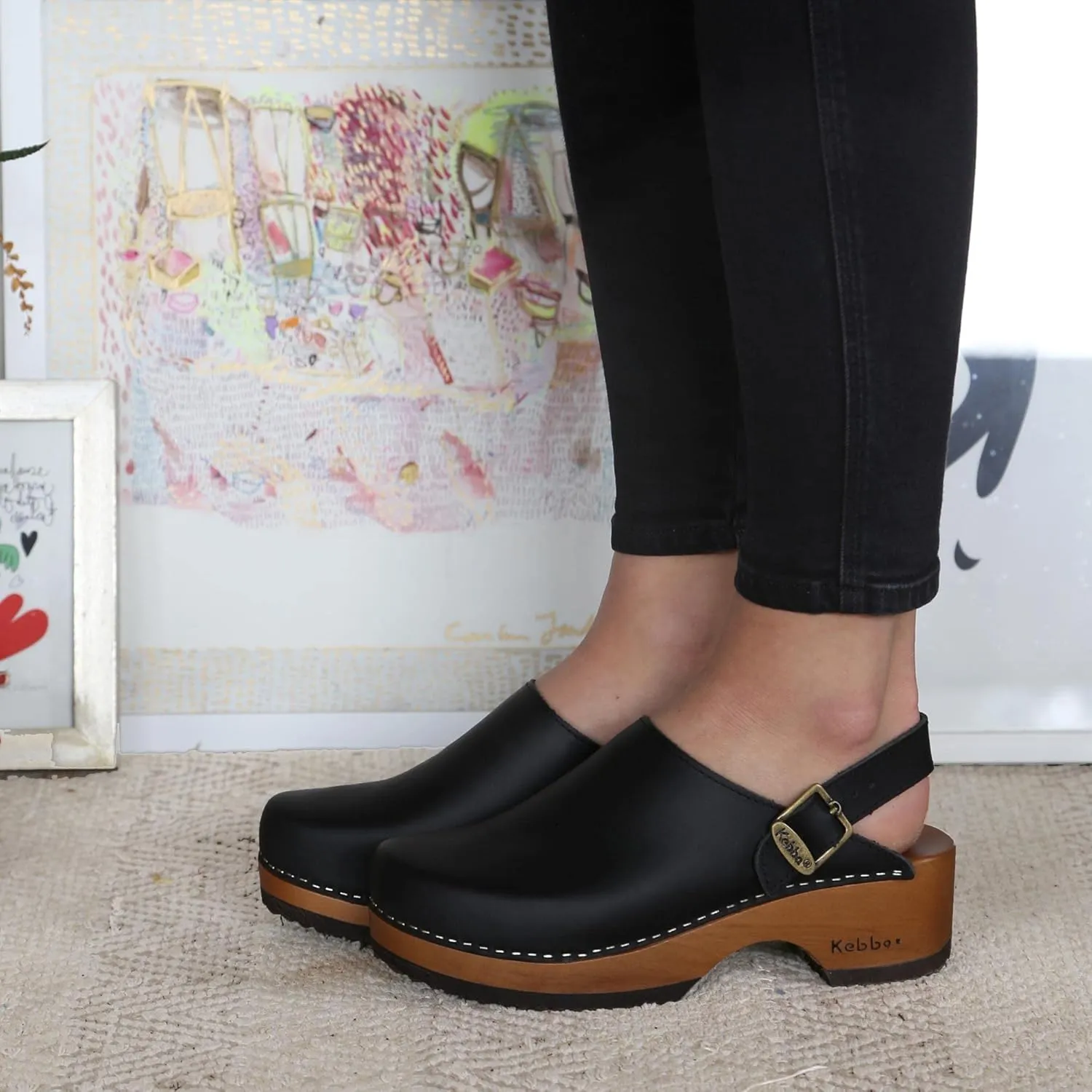 Kebba - Handmade Wooden Clog Mules, Marianne