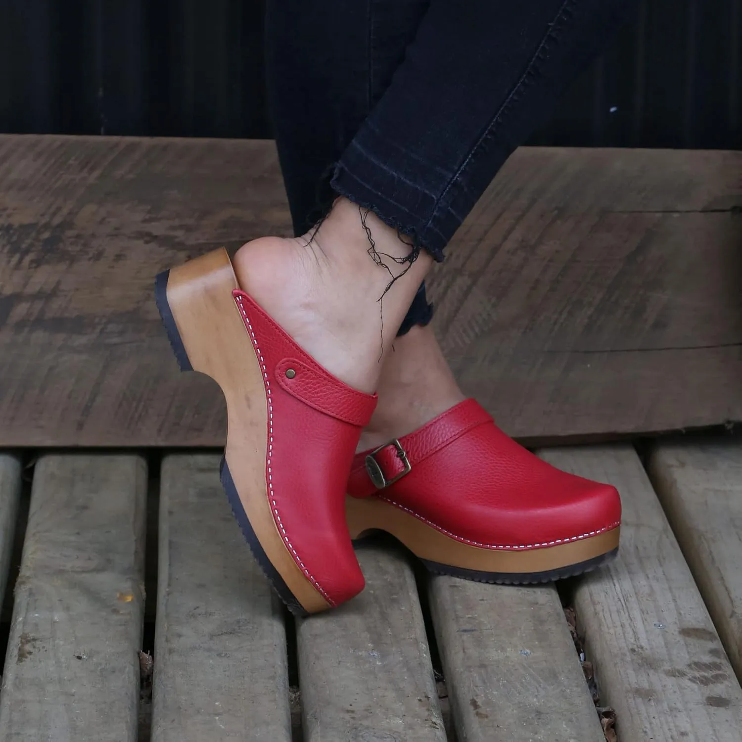 Kebba - Handmade Wooden Clog Mules, Marianne