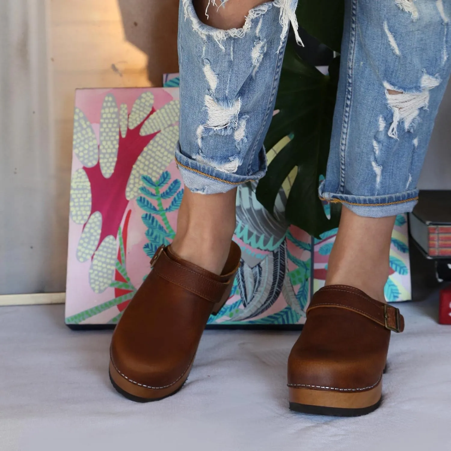 Kebba - Handmade Wooden Clog Mules, Marianne