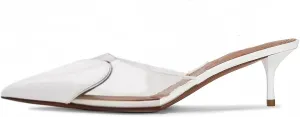 keleimusi Women's Kitten Heel Heart Heeled Mules Semi-transparent PVC Slip On Pumps Closed Pointed Toe Heeled Sandals for Women Dressy Party Wedding Shoes