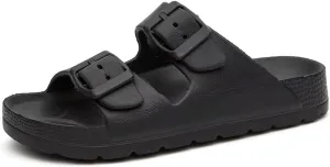 Kids Slides Sandals for Boys Girls Toddler Double Buckle Adjustable Flat Sandals Beach Pool Shower Shoes