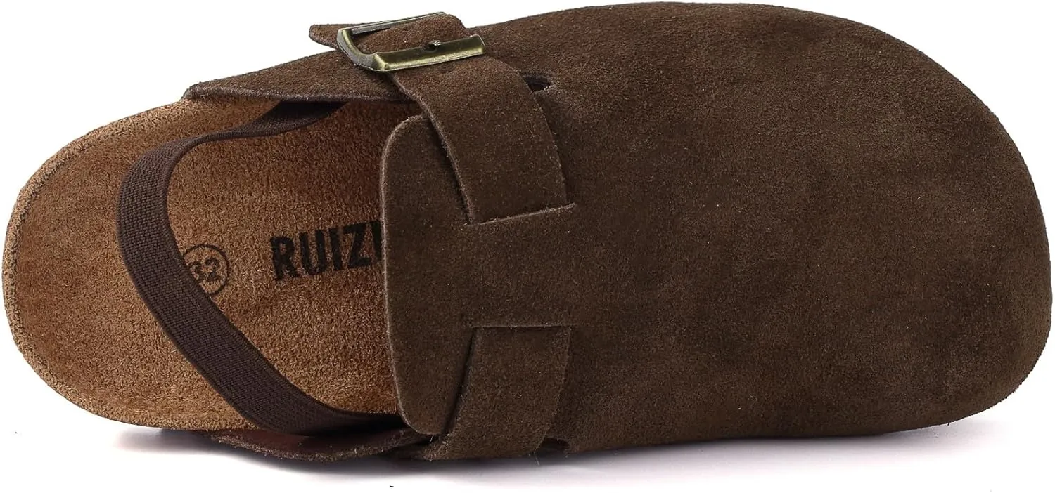 Kids Suede Clogs Toddler Clogs Boys Girls Sandals Cork Adjustable Buckle Mules