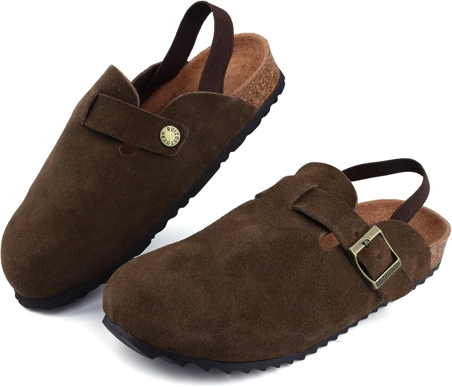 Kids Suede Clogs Toddler Clogs Boys Girls Sandals Cork Adjustable Buckle Mules