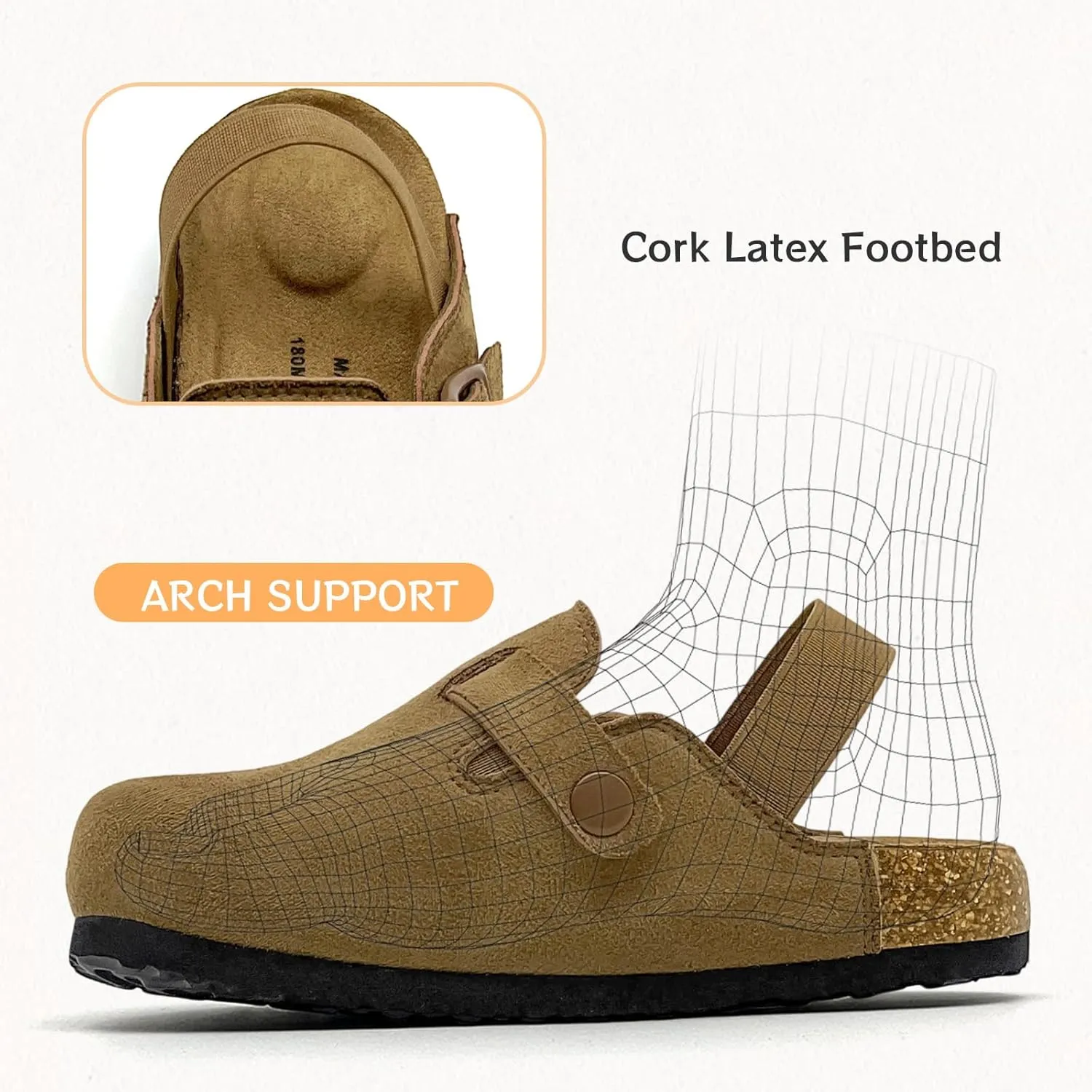 Kids Suede Clogs Toddler Clogs Boys Girls Sandals Cork Footbed Toddler Slip on Mules Indoor Outdoor Cute Sandals Classic Adjustable Buckle
