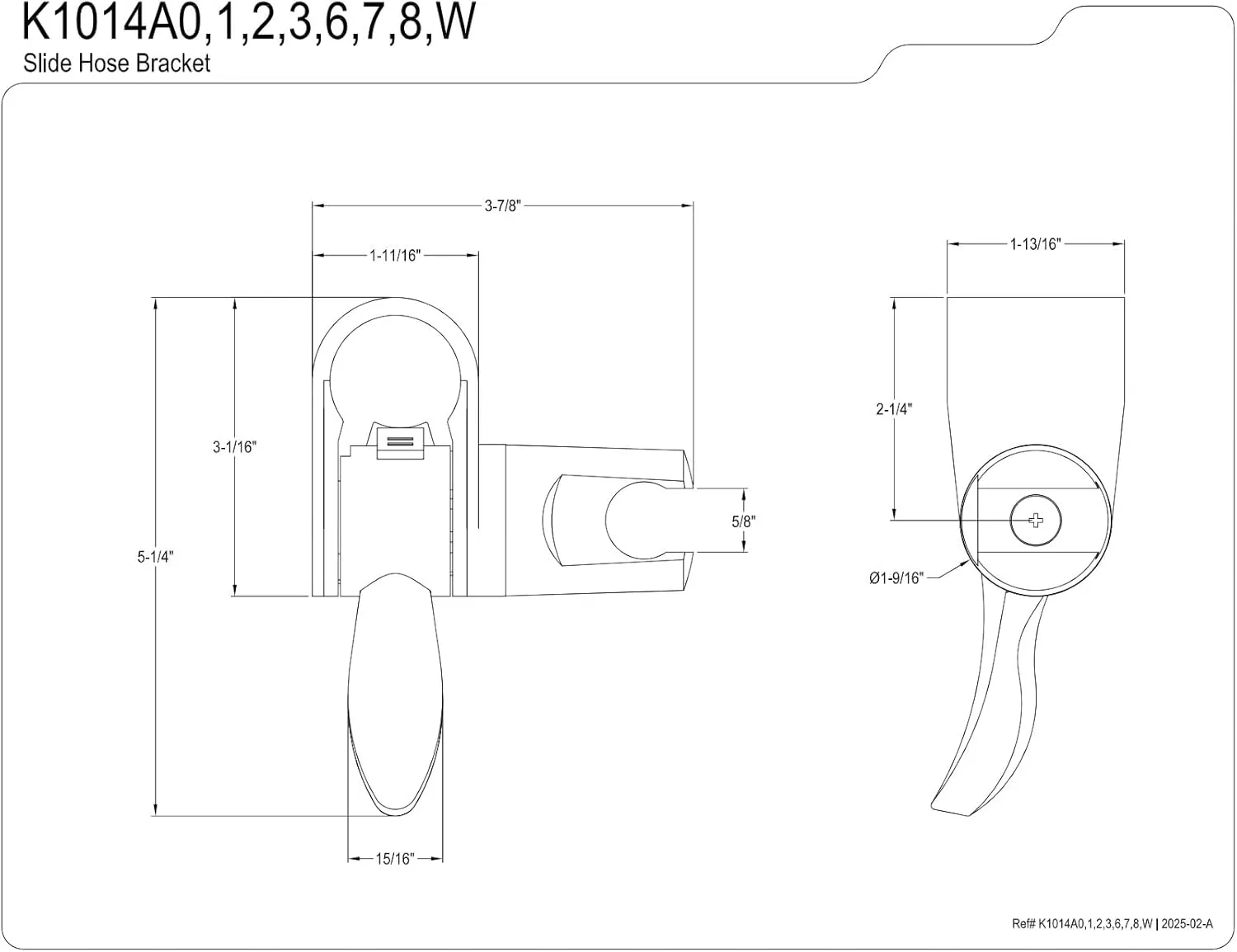 Kingston Brass K1014A2 Complement Hand Shower Slide Bar Bracket, 3-7/8'' (L) x 1-13/16'' (W) x 5-1/4'' (H), Polished Brass