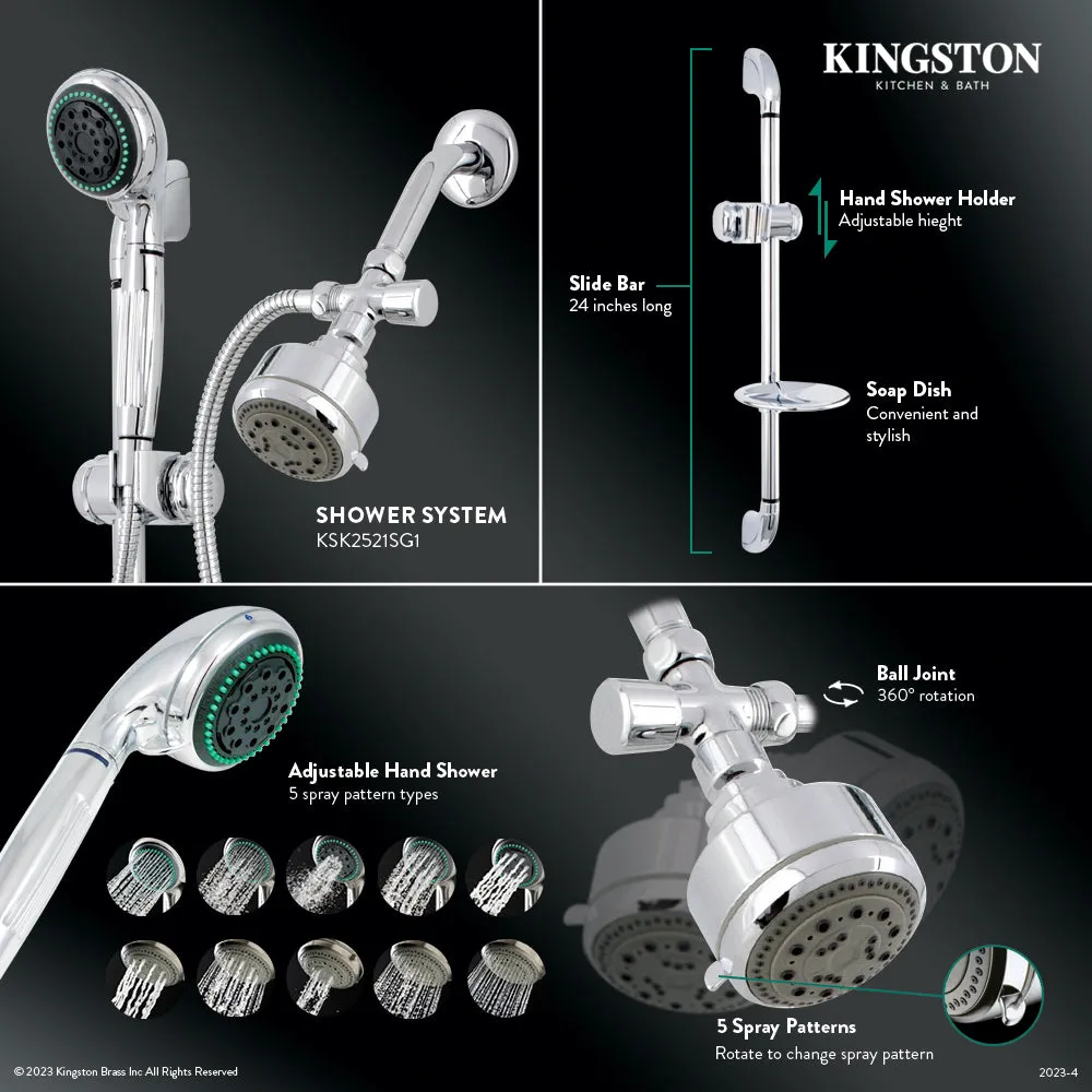 Kingston Brass KSK2521SG1 Made to Match Shower System with Slide Bar and Hand Shower, Polished Chrome