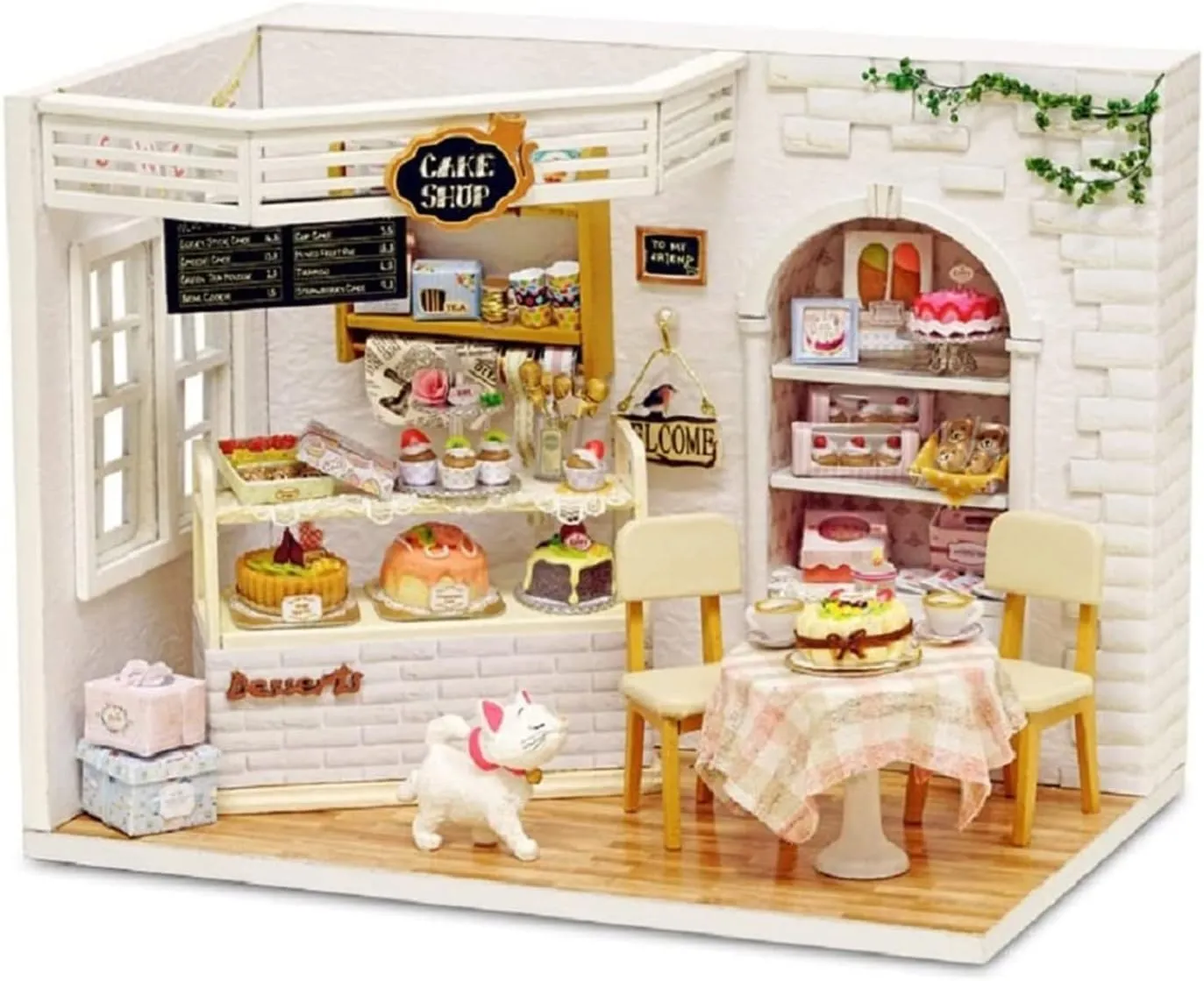 Kisoy Romantic and Cute Dollhouse Miniature DIY House Kit Creative Room Perfect DIY Gift for Friends,Lovers and Families (Cake Diary)