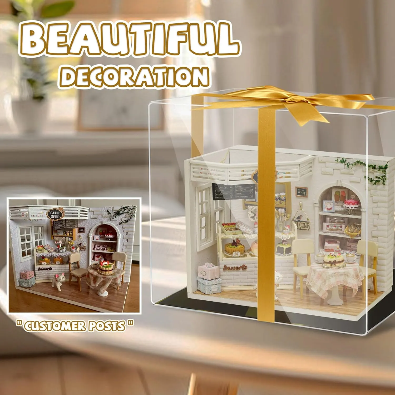 Kisoy Romantic and Cute Dollhouse Miniature DIY House Kit Creative Room Perfect DIY Gift for Friends,Lovers and Families (Cake Diary)