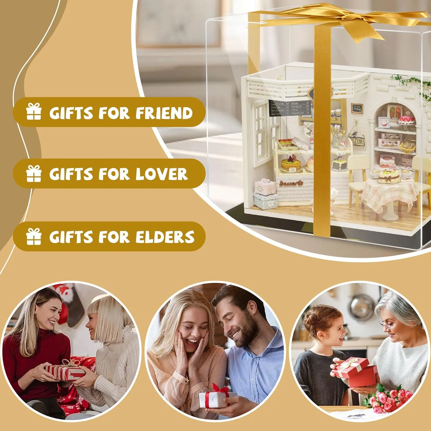 Kisoy Romantic and Cute Dollhouse Miniature DIY House Kit Creative Room Perfect DIY Gift for Friends,Lovers and Families (Cake Diary)