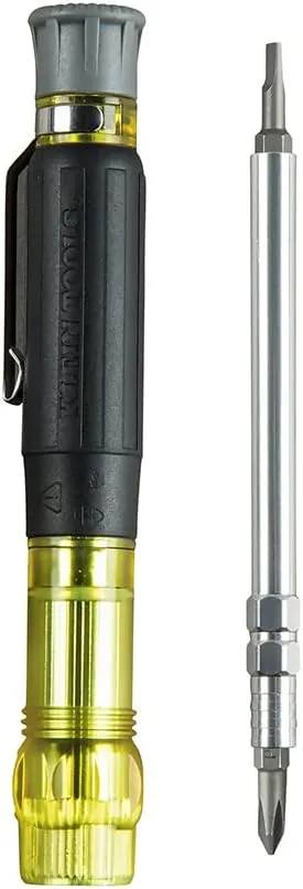 Klein Tools 32614 Multi-bit Precision Screwdriver Set, 4-in-1 Electronics Pocket Screwdriver, Professional Phillips and Slotted Bits, EDC