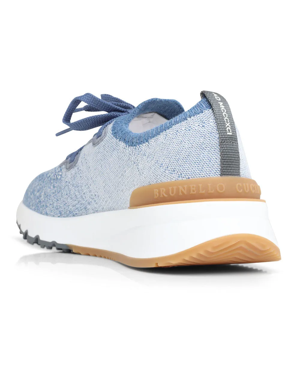 Knit Sneaker in Blue and Brown