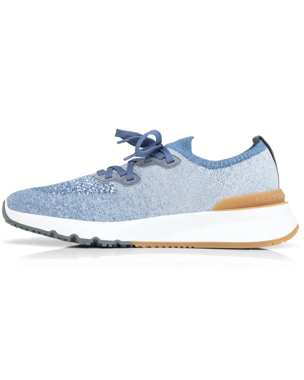 Knit Sneaker in Blue and Brown