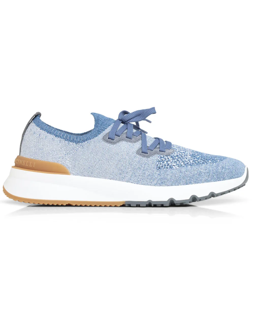 Knit Sneaker in Blue and Brown