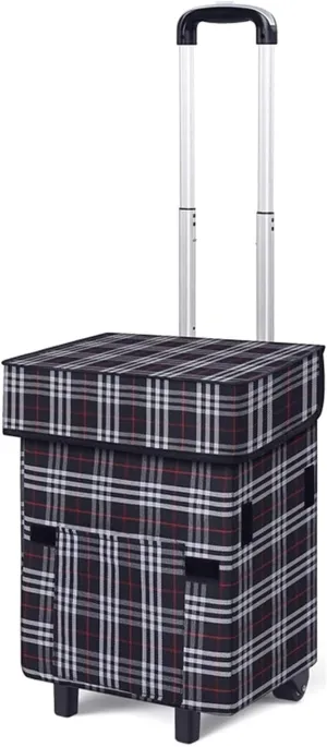 KouRy Shopping Cart Folding Shopping Trolley Portable Storage Luggage Trolley Shopping Cart for Laundry Book Luggage Travel Grocery Cart Home Essentials (Color : B)
