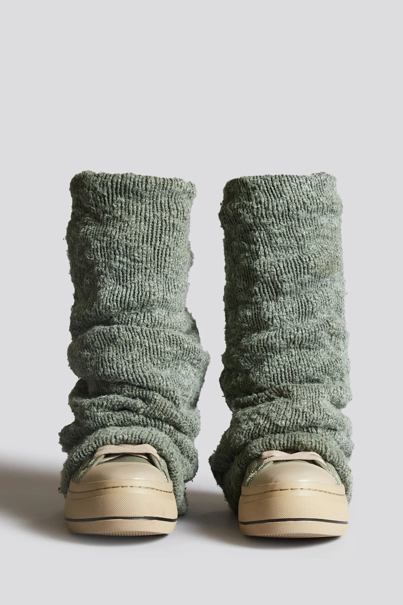 KURT HIGH TOP SNEAKER WITH WARMER - WASHED OLIVE PLAIN KNIT