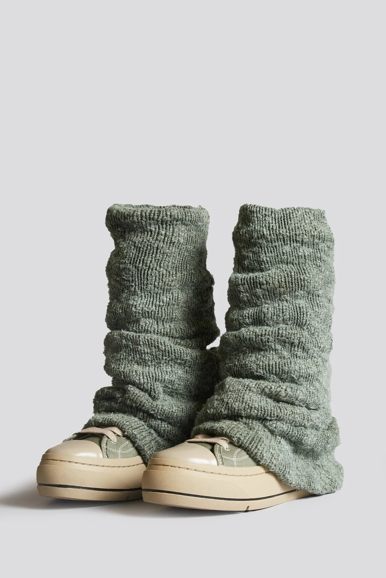KURT HIGH TOP SNEAKER WITH WARMER - WASHED OLIVE PLAIN KNIT