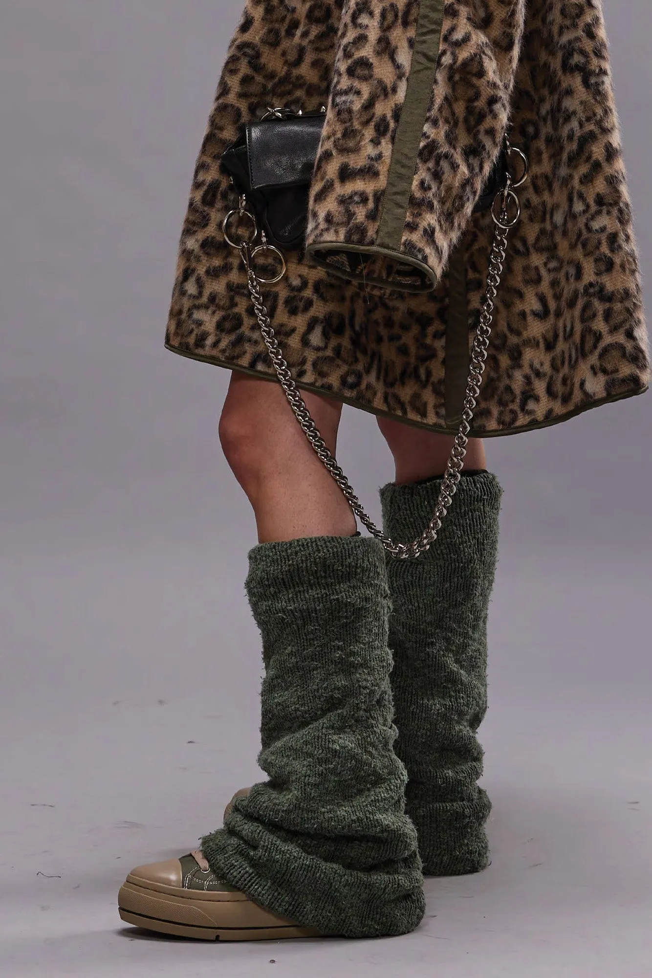 KURT HIGH TOP SNEAKER WITH WARMER - WASHED OLIVE PLAIN KNIT