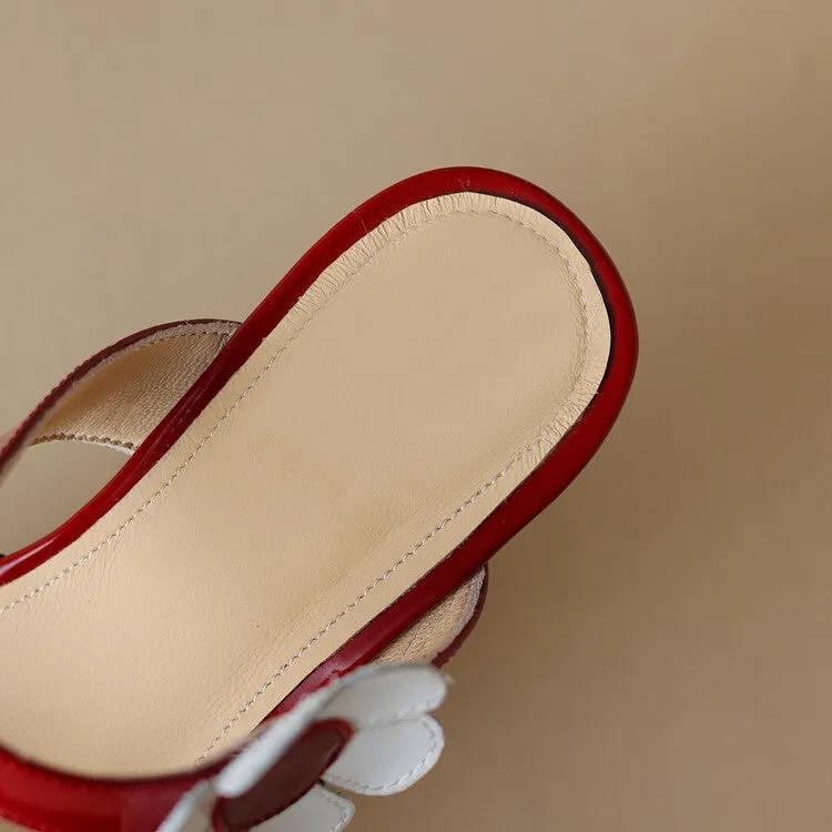 Ladies Pointed Toe Flower Detail Low Heel Mule Slip on