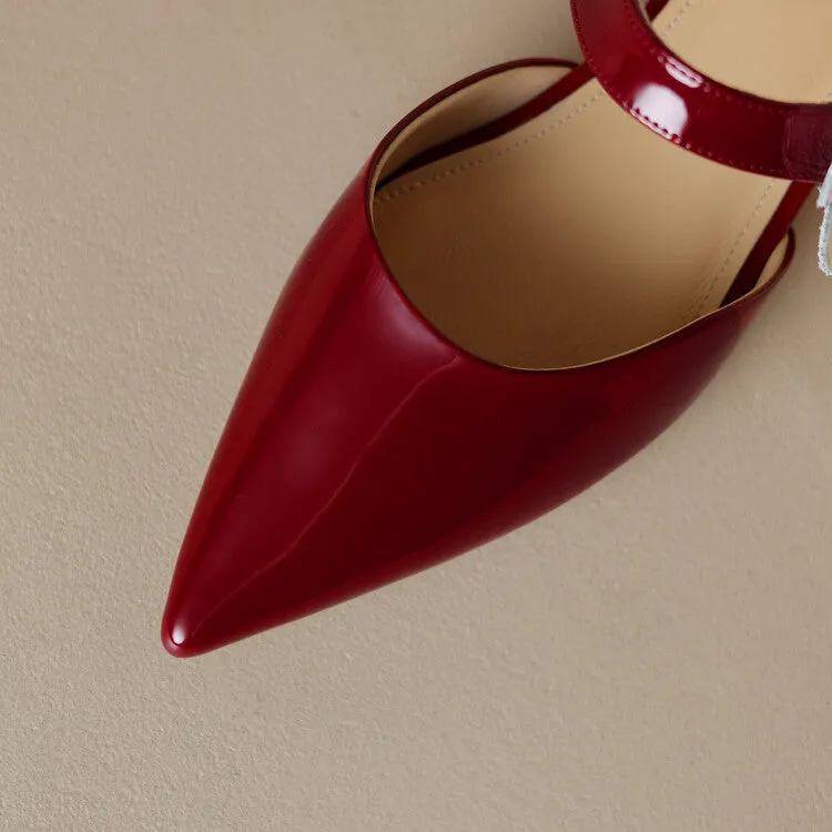 Ladies Pointed Toe Flower Detail Low Heel Mule Slip on