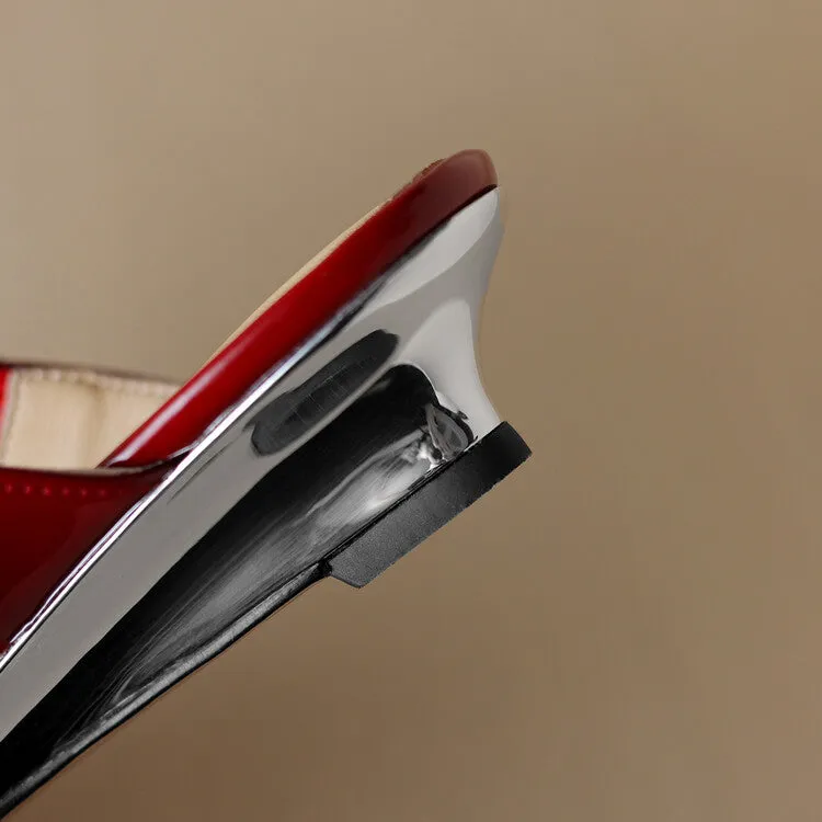 Ladies Pointed Toe Flower Detail Low Heel Mule Slip on