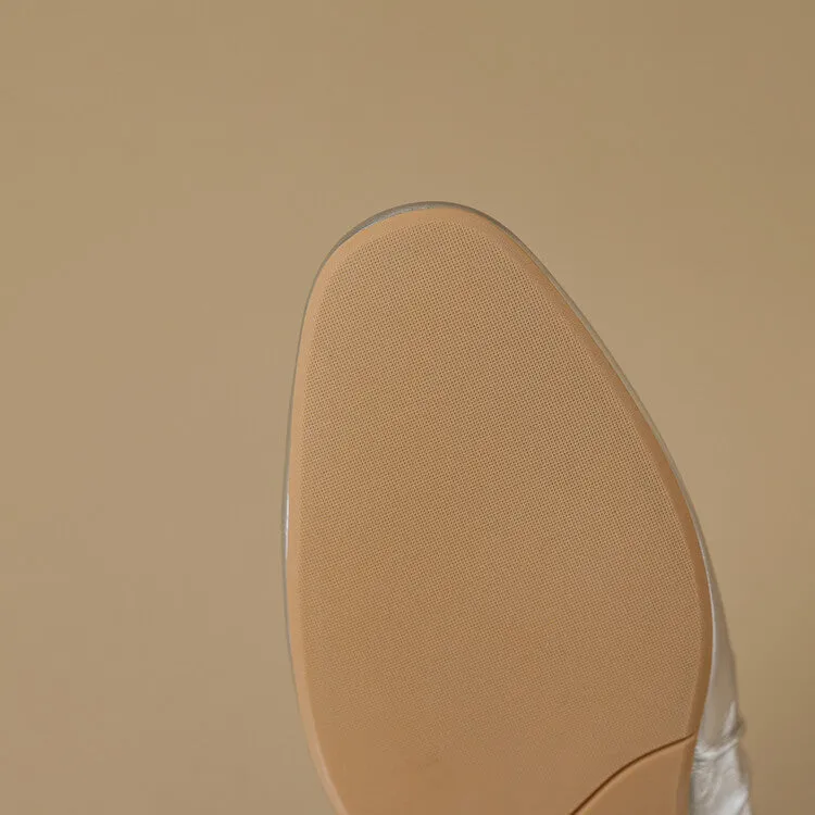 Ladies Round Toe Leather Flat Mule Slip on