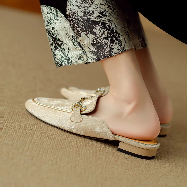 Ladies Round Toe Metal Bit Detail Flat Loafers