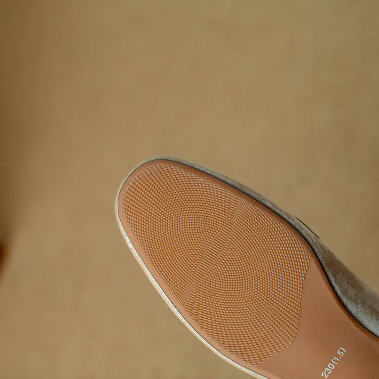 Ladies Round Toe Metal Bit Detail Flat Loafers