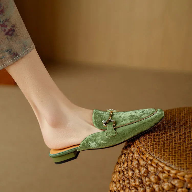 Ladies Round Toe Metal Bit Detail Flat Loafers