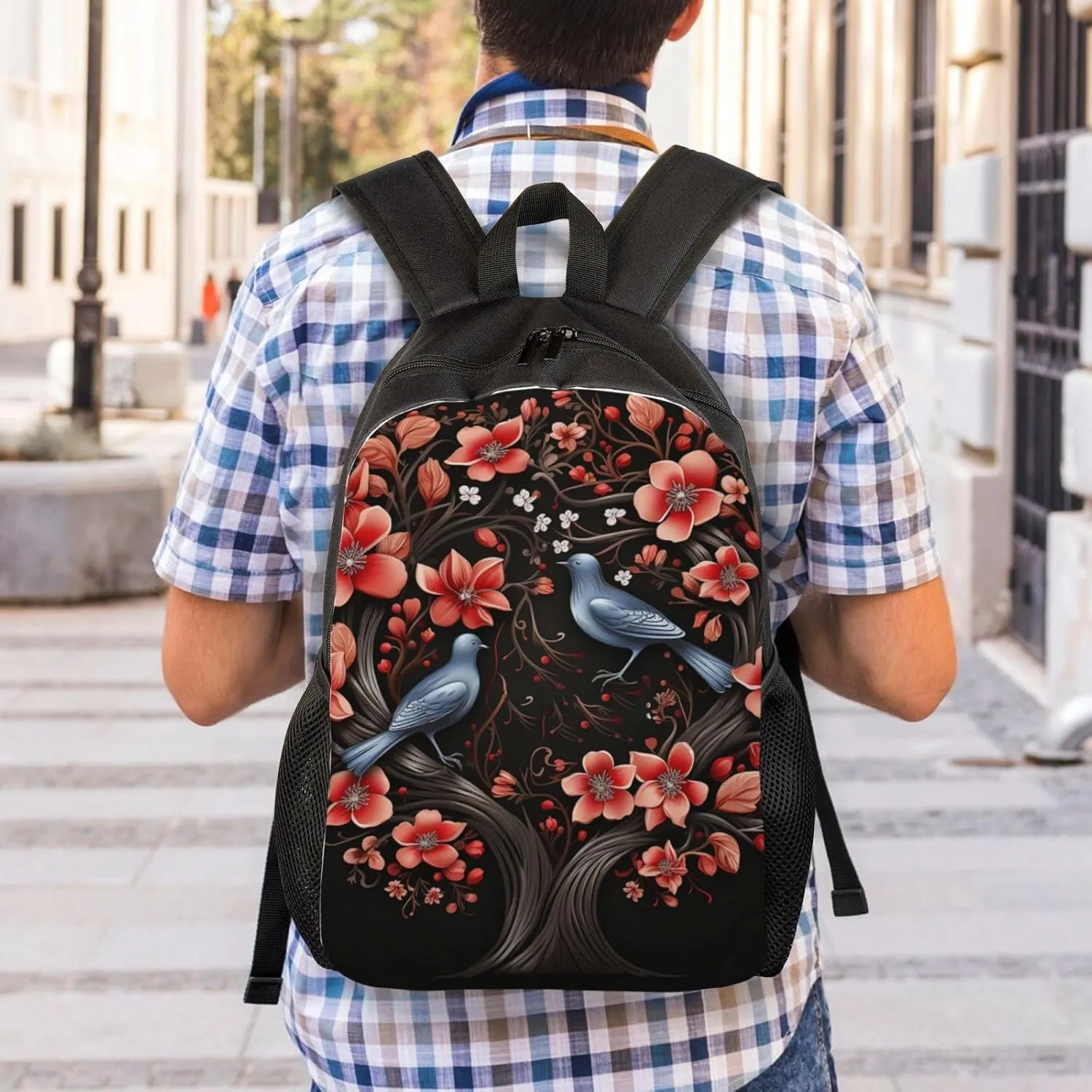 Laptop Backpack for Women Men Carry-on Backpack Lovebirds Daypack Lightweight Travel Shoulder Bags