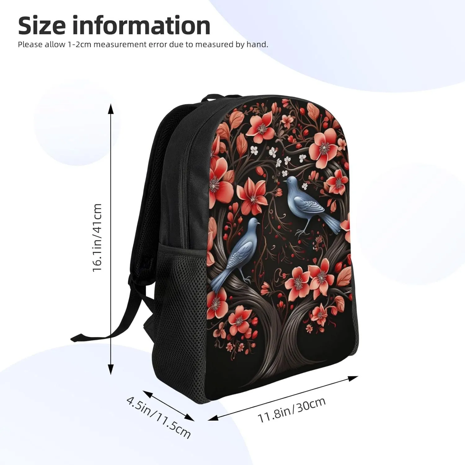Laptop Backpack for Women Men Carry-on Backpack Lovebirds Daypack Lightweight Travel Shoulder Bags