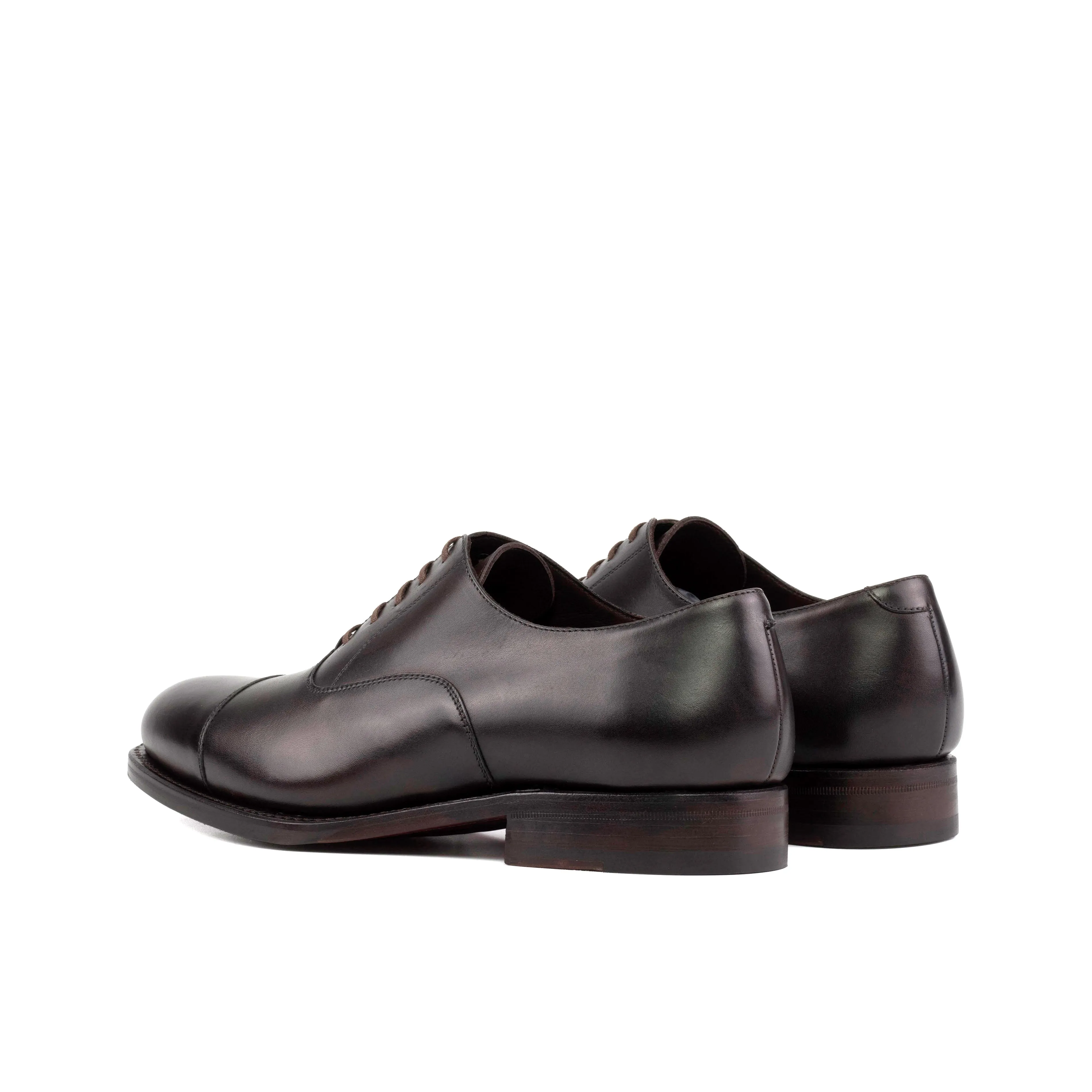 Leather Oxford Zurigo │ Black - Dark Brown Laces - Burgundy Soles